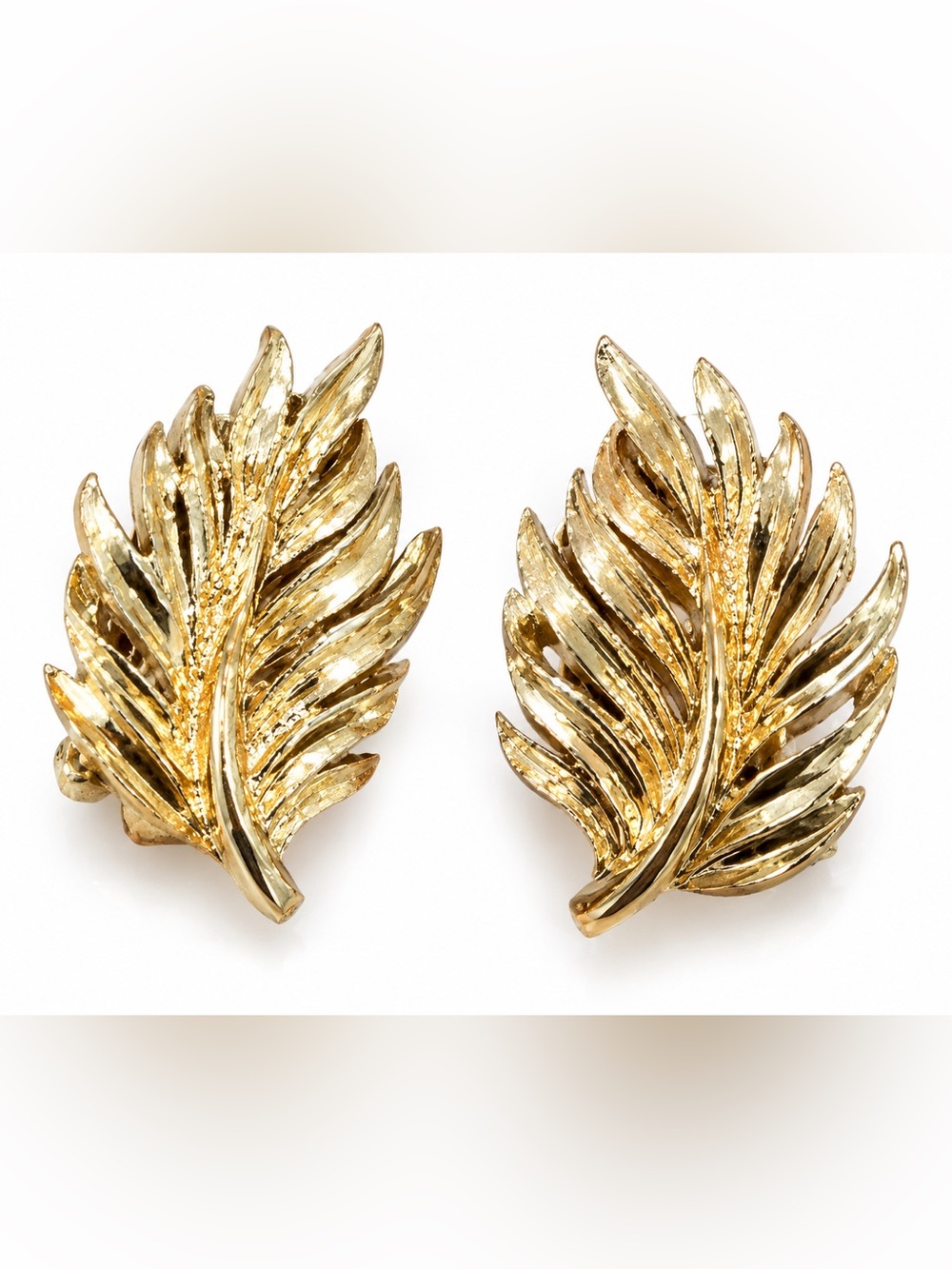 Golden Leaf Sculpted Earrings for Women
